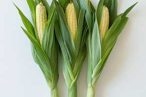 Fresh Corn Cobs vegetables with gree, a Food & Drink Photo by Pixeness Studio