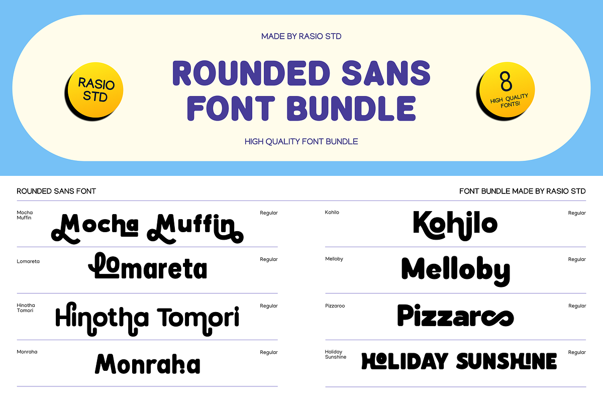 Rounded Sans Font Bundle, a Sans Serif Font by Rasio Studio