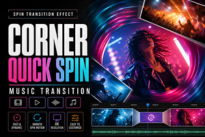 Corner Quick Spin Music Transition, a Plug-in Add-On by AAA Presets