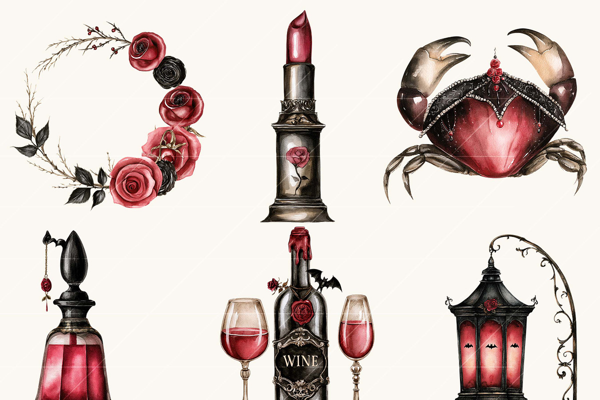 Gothic Vampire Beach Clipart, an Object Illustration by BusyDaydesign (Photo 6 of 9)