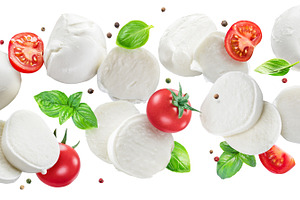 Flying slices of mozzarella cheese, a Food & Drink Photo by Volff