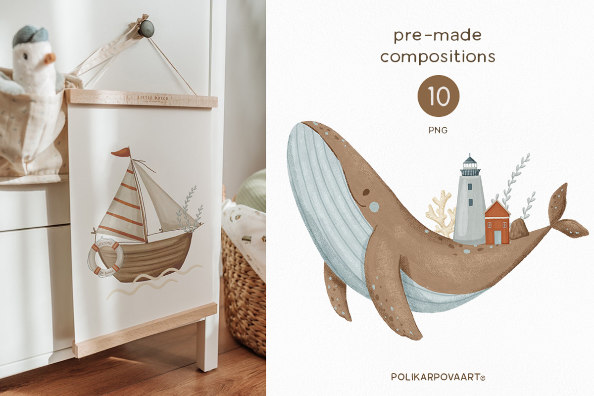 Sea Voyage. Kids graphic collection, an Animal Illustration by polikarpovaart (Photo 2 of 9)