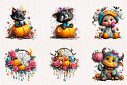 Spooky Cute Halloween Clipart, a Seasonal Illustration by CreationArt (Thumbnail 3 of 7)