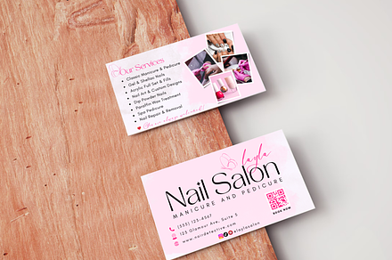 Custom Nail Salon Business Card, a Business Card Template by Amleyy_Studio42