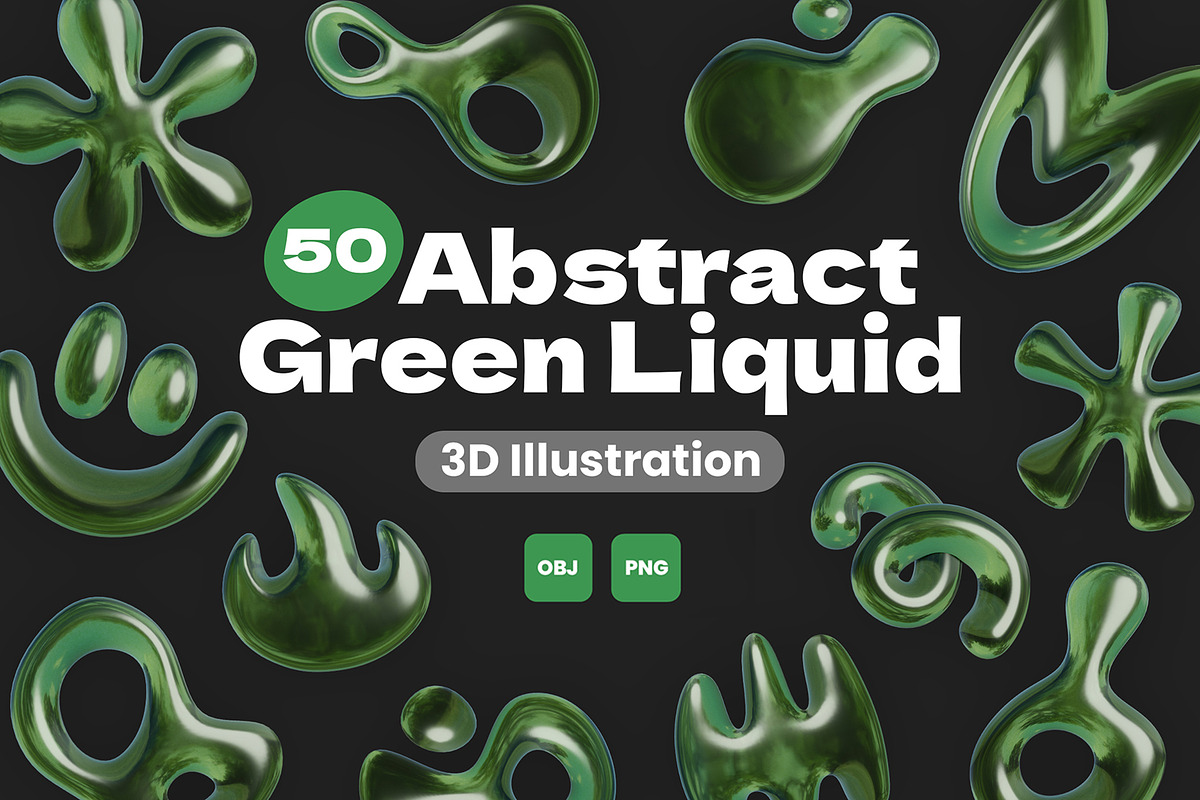3D Abstract Green Liquid, an Object 3D Model by Rakata Studio (Photo 1 of 3)