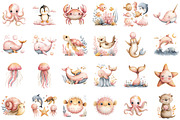 Cute Sea Animals Watercolor Clipart, an Illustration by Sublimation Artist (Thumbnail 2 of 6)