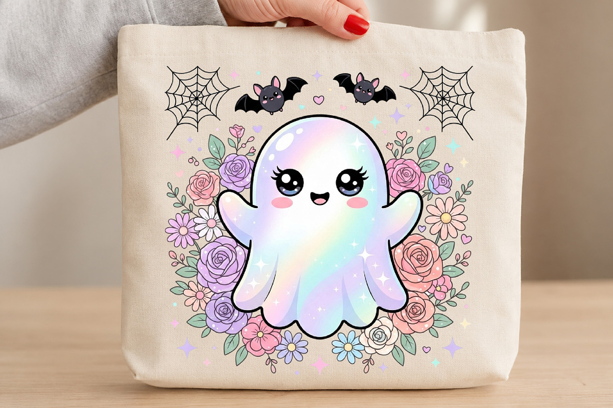 Cute Rainbow Ghost Halloween PNG, an Object Illustration by DreamCafeArt (Photo 3 of 7)