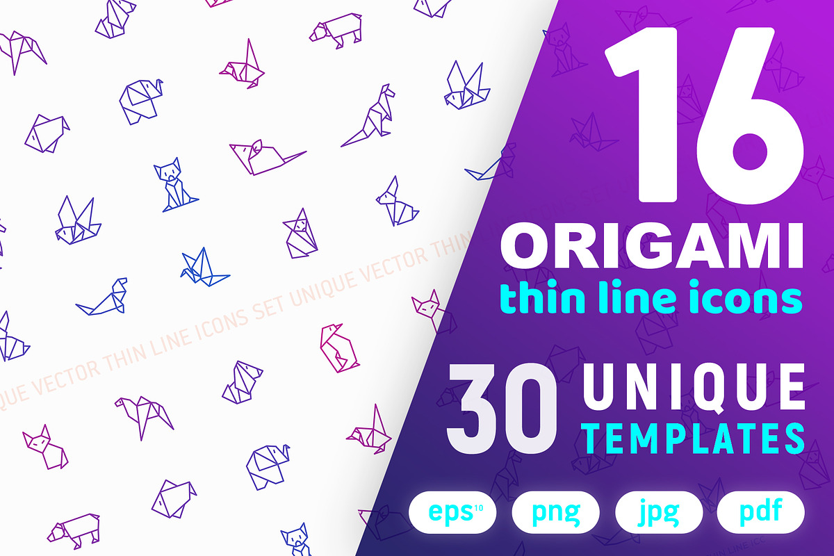 Origami Icons Set | 30 Templates, an Outline Icon by Alex Blogoodf (Photo 1 of 10)