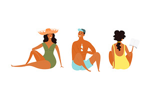 Woman, man in swimsuit on the beach, a Person Illustration by sceptical cactus