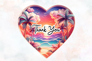 Retro Beach Heart Watercolor Clipart, an Illustration by RobertsArt (Thumbnail 5 of 7)