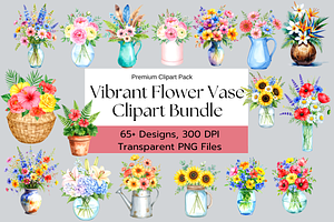 Vibrant Flower Vase Clipart Bundle, an Object Graphic by Daffodil Dream Studio