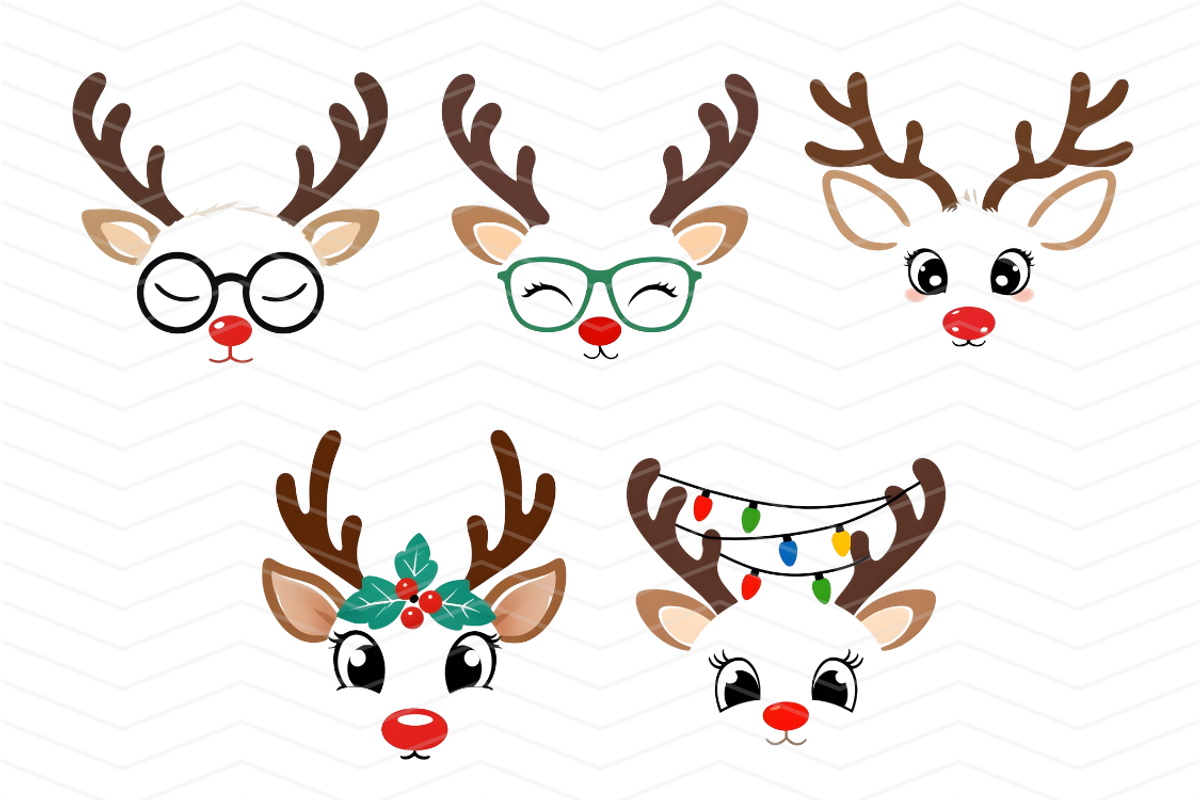 Reindeer Faces PNG, an Animal Illustration by Coralcreations (Photo 3 of 3)