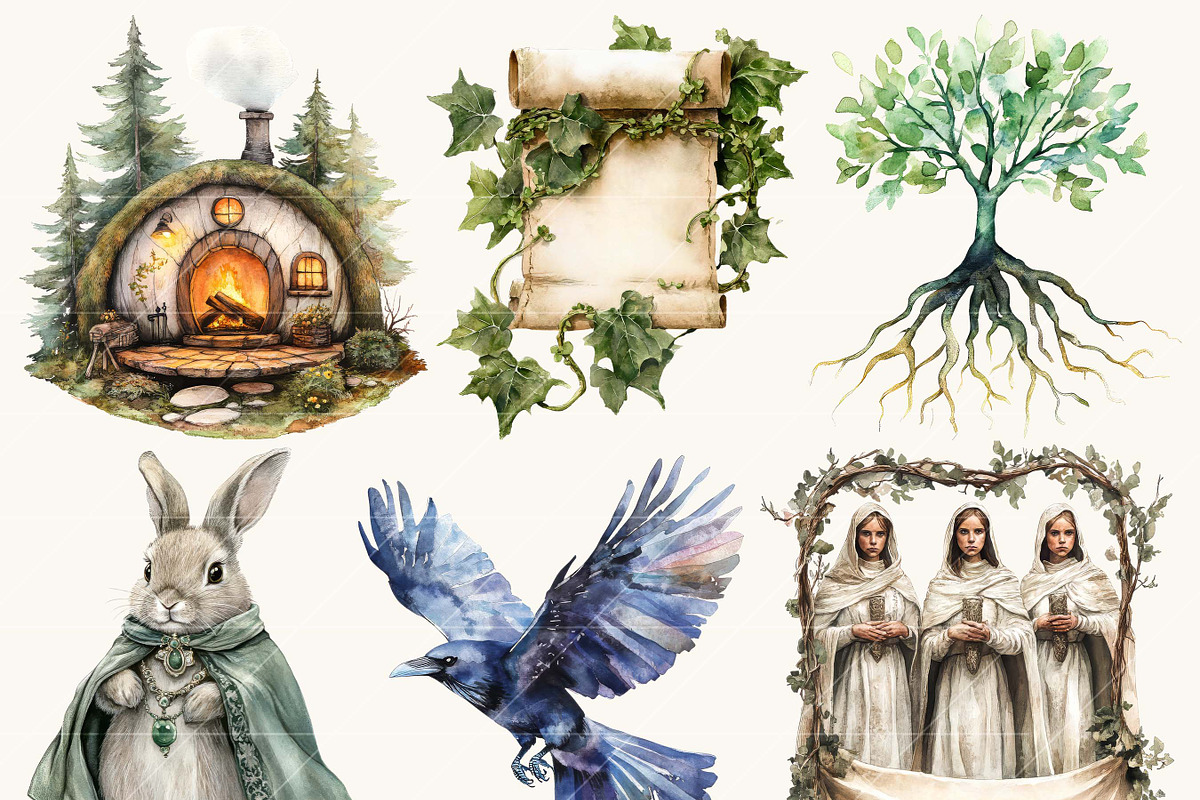 Watercolor Thorn wood Clipart Bundle, a Decorative Illustration by BusyDaydesign (Photo 4 of 9)