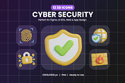3D Cyber Security Icon Pack, an Object Graphic by Artnivora.Std (Thumbnail 1 of 4)