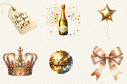 Watercolor New Year ClipArt's, an Illustration by DreamCafeArt (Thumbnail 3 of 6)