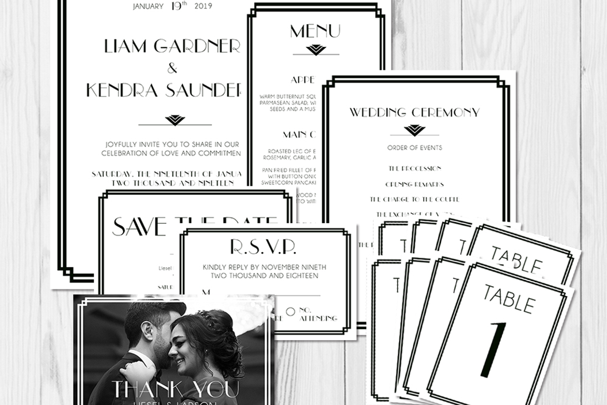 Art Deco Wedding Invitation Template, a Stationery Template by Velvet Letter Studio (Photo 2 of 2)