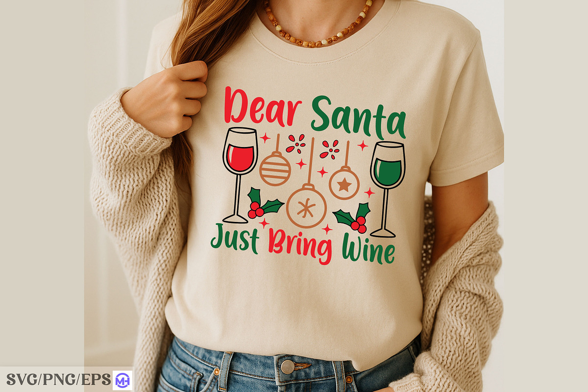 Dear Santa Just Bring Wine Funny SVG, a Graphic by mh_arif (Photo 1 of 4)