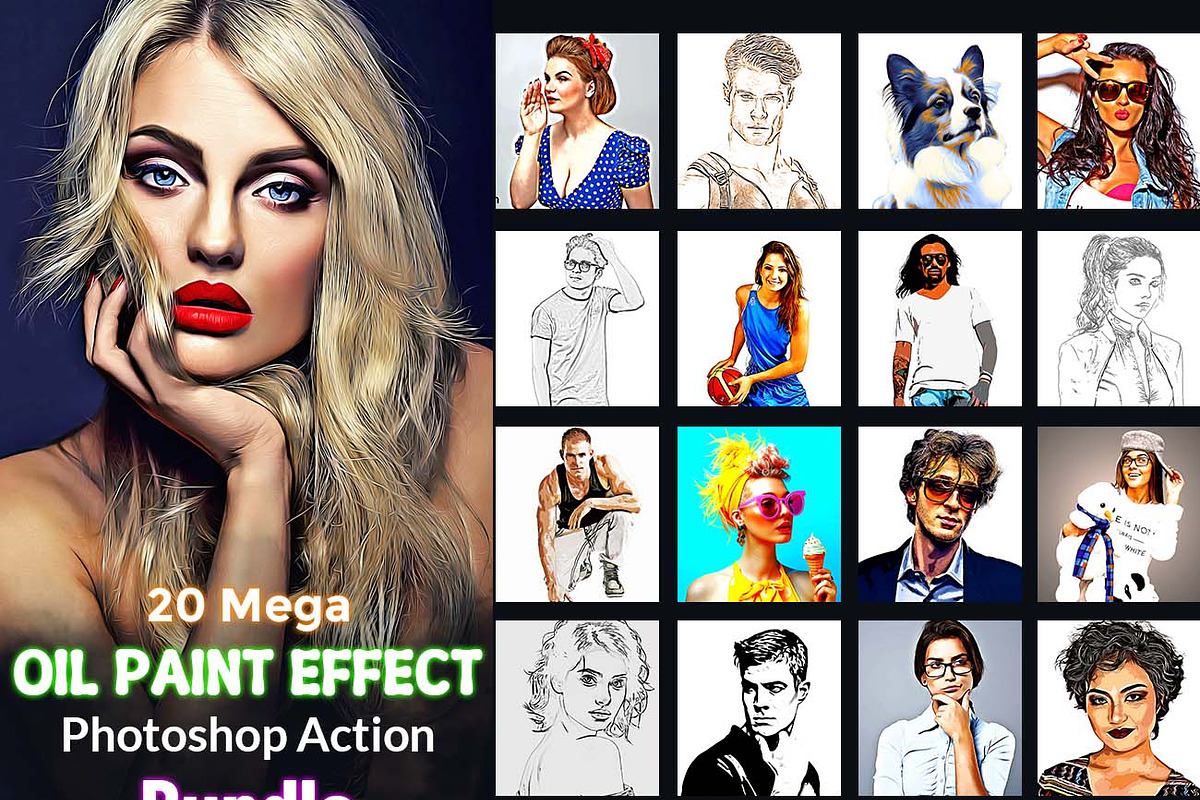 Oil Paint Effect Ps Action Bundle, an Action Add-On by Studio Retouch (Photo 1 of 21)
