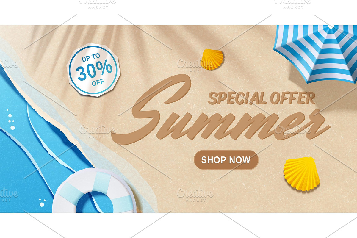 Paper Art Summer Sale Template, a Marketing Template by TotallypicRF