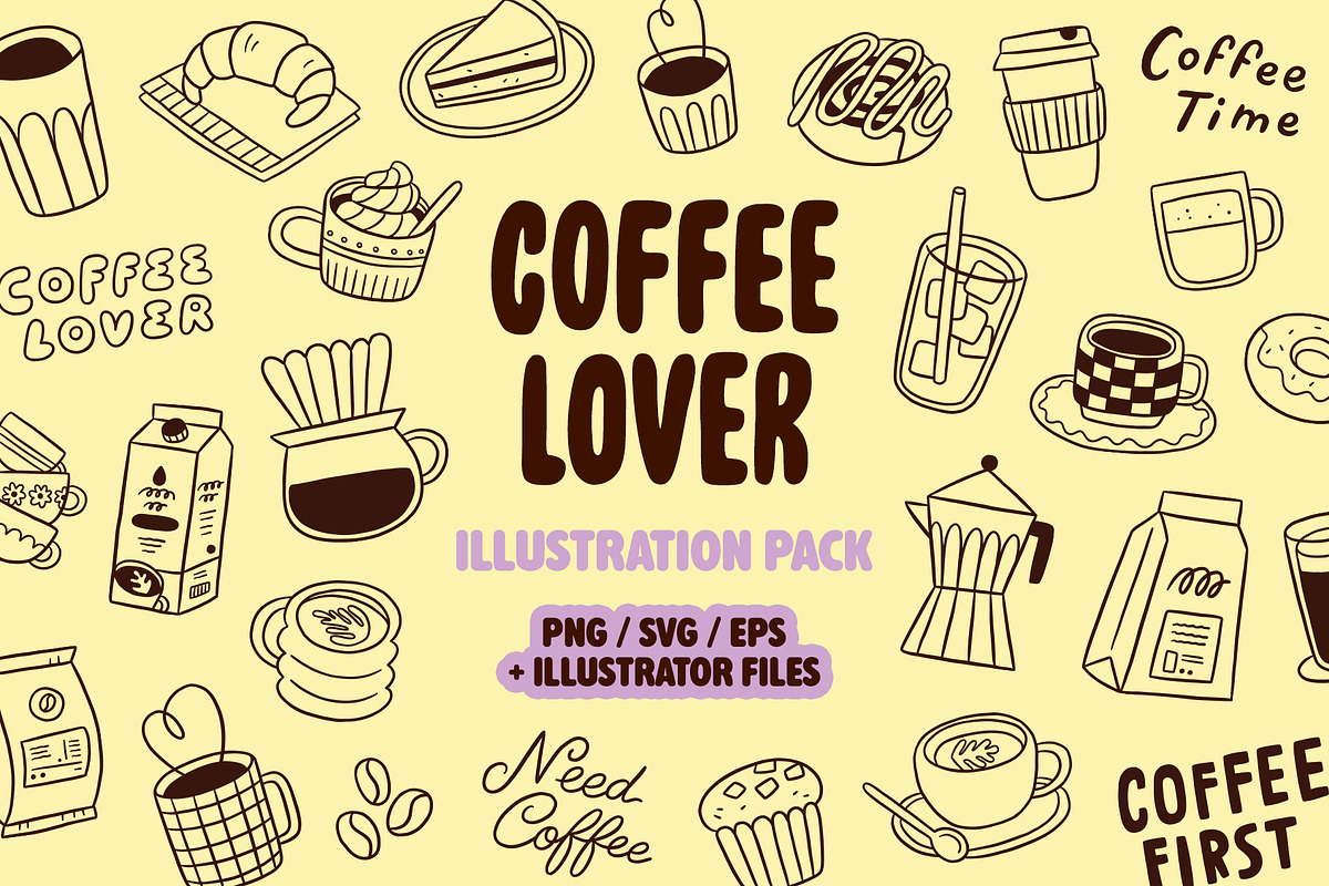 Coffee Lover Illustration Pack, a Food Illustration by Carole Chevalier (Photo 1 of 10)