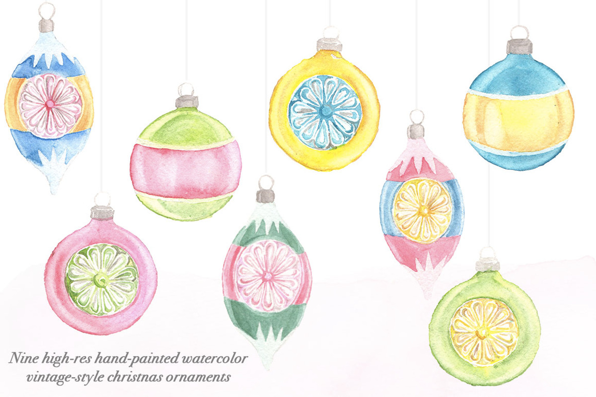 Vintage Watercolor Ornaments, a Decorative Illustration by Instinct Design Co (Photo 2 of 3)