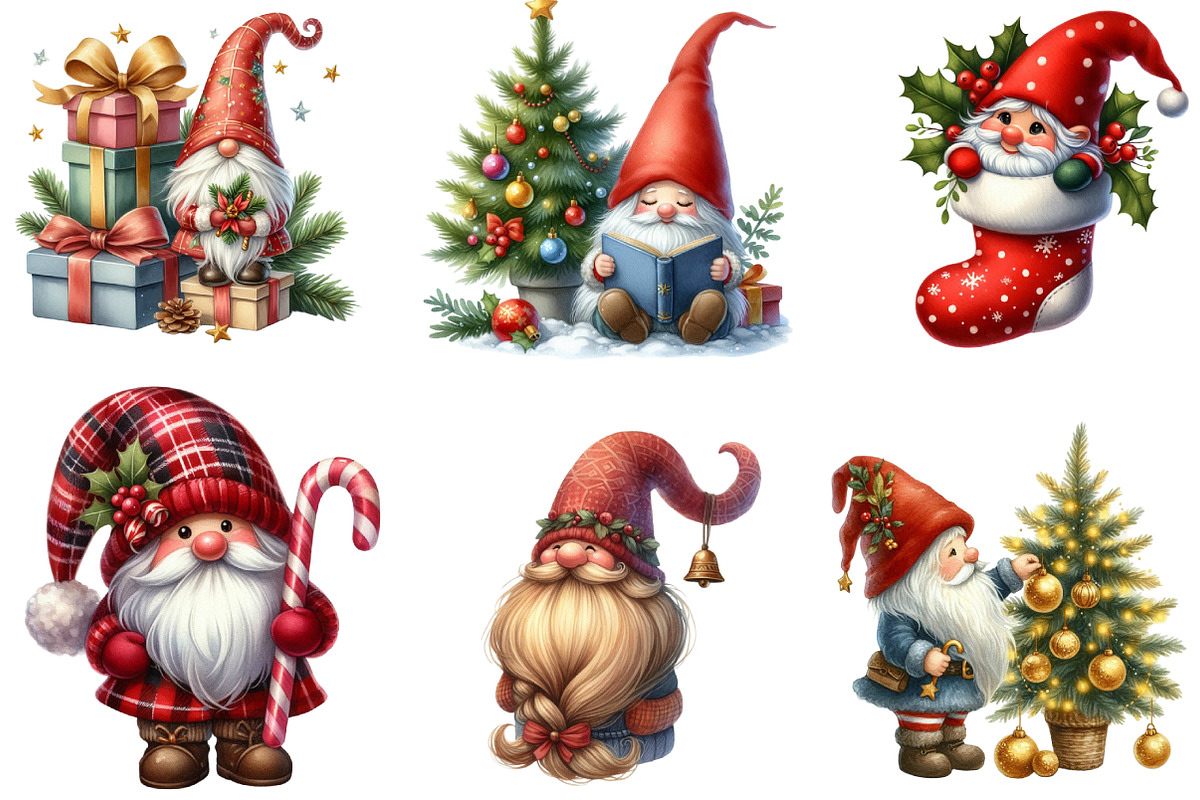 Christmas Gnome Sublimation Clipart, an Illustration by DreamArtGraphic (Photo 3 of 5)