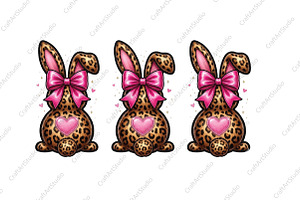 Leopard Bunny with Pink Bow PNG, an Illustration by CraftArtStudio