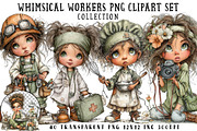 Whimsical Workers PNG Clipart Set, a Seasonal Illustration by OK Design (Thumbnail 1 of 6)