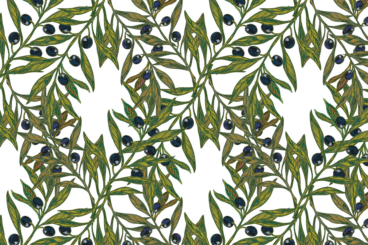 Mediterranean olive branch set, a Pattern Graphic by NayaChu (Photo 3 of 11)