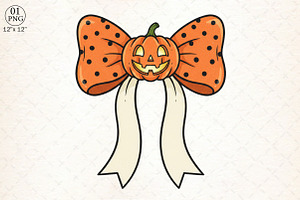 Halloween Bow Pumpkin Ghost PNG, an Illustration by Libby Wishes