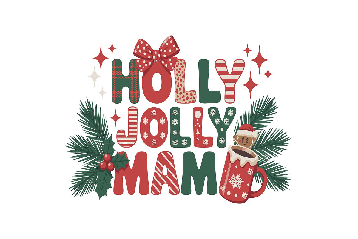 Holiday Vibes Mama Quote SVG Bundle, an Object Graphic by yasushie (Photo 13 of 13)