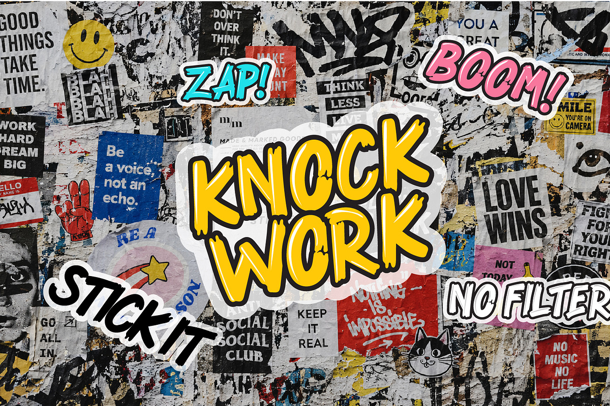 KNOCKWORK - Comic SVG Color Font, a Handwritten Font by Rashdrawn (Photo 7 of 7)
