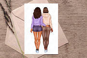 Best Friends Clipart, Soul Sisters, a Person Illustration by ArtedeCatrin (Thumbnail 9 of 10)