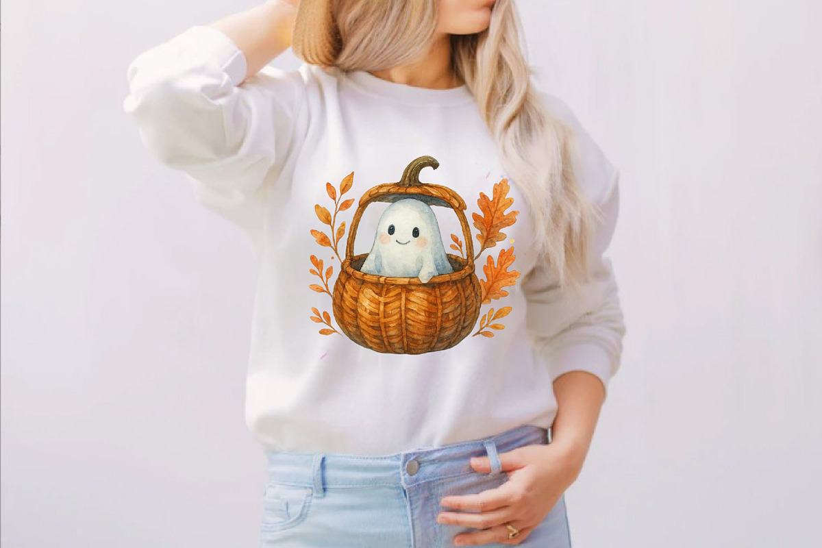 Boho Fall Halloween Ghost  Clipart B, an Illustration by SVGArt (Photo 5 of 8)