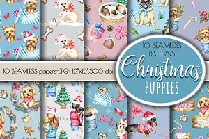 Christmas dogs paper, Cute puppies