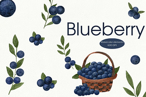 Blueberries watercolor clipart, a Food Illustration by Illustrations by Yuliia