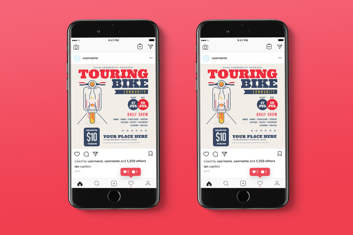 Bike Tour Instagram Post Flyer, a Flyer Template by Tokosatsu (Photo 1 of 3)