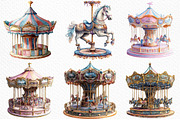 Watercolor Carousel Clipart Bundle, an Illustration by Craft Nest (Thumbnail 5 of 9)