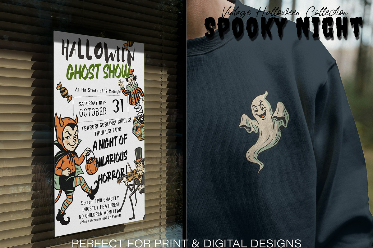 Spooky Night PNG Vintage Collection, a Seasonal Illustration by DreamoraArt (Photo 5 of 9)
