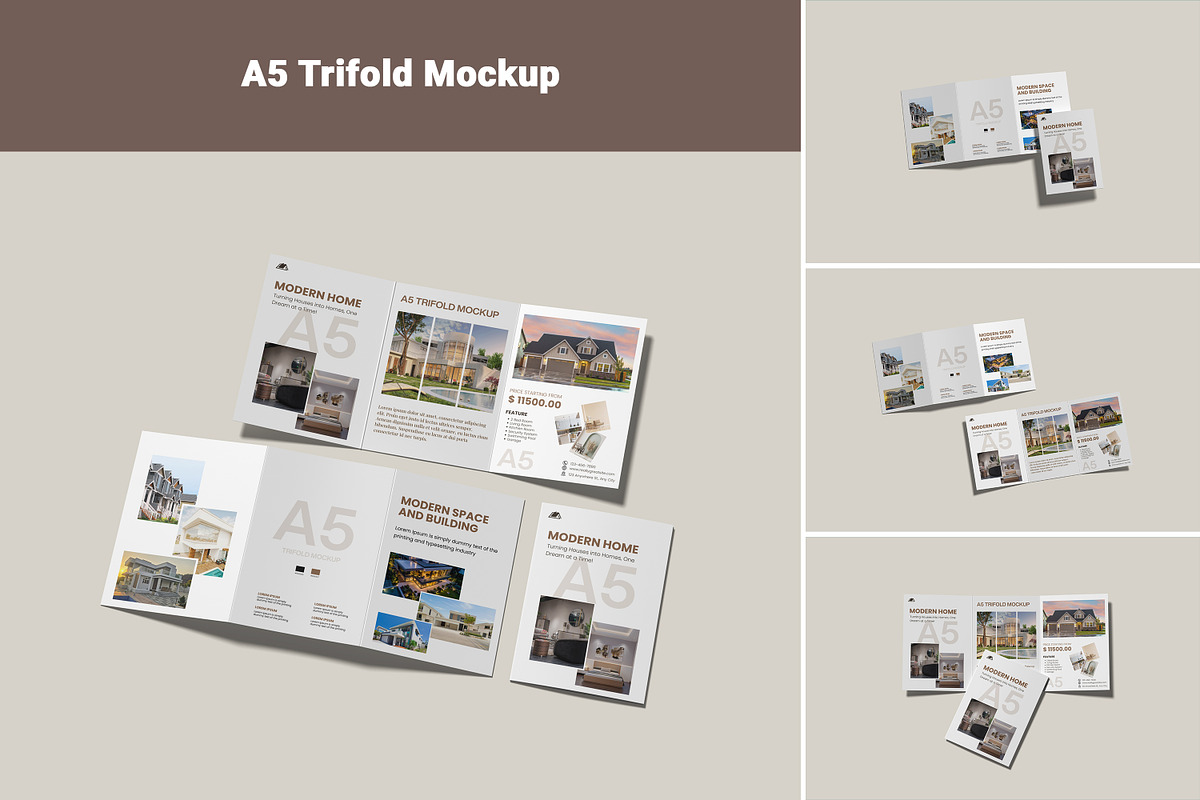 High Hesolution A5 Trifold Mockup, a Books & Magazine Mockup by rahmatmoscae (Photo 1 of 5)