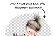 Whimsical Girl & Dog Love Clipart, a Graphic by one-touch (Thumbnail 12 of 16)