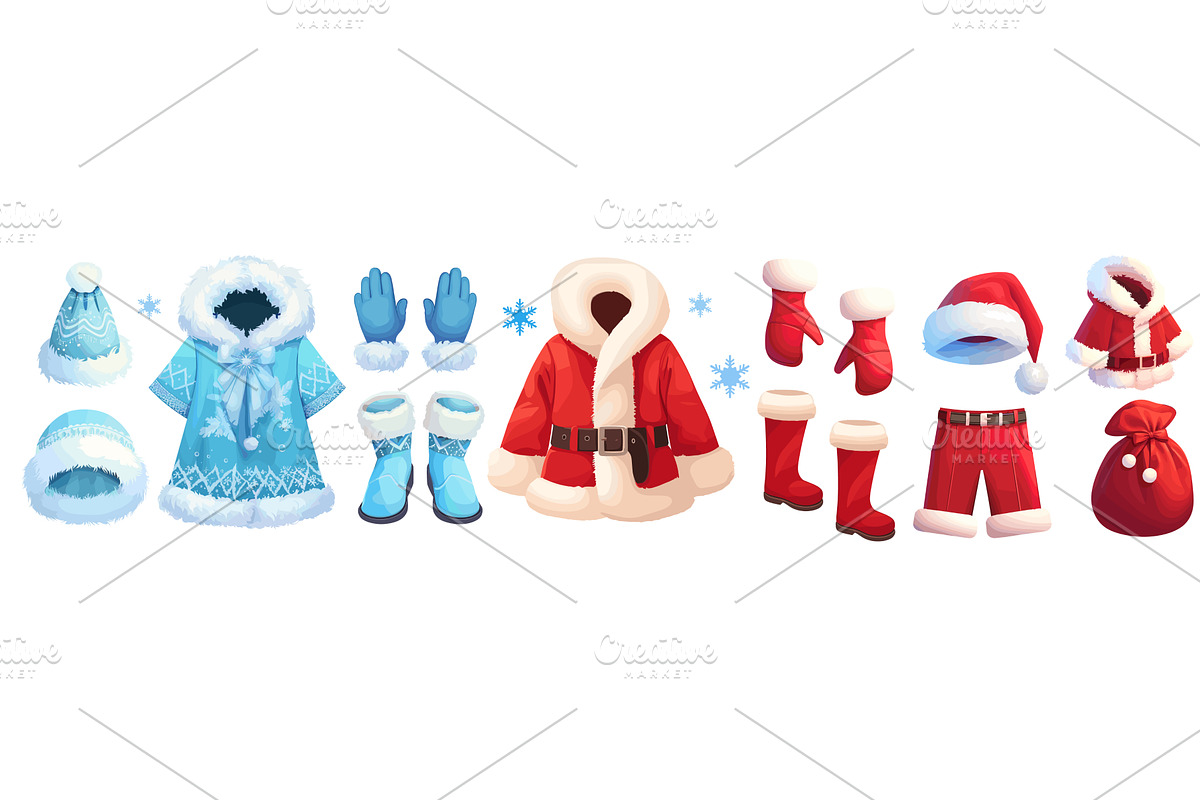 clothing Santa Claus. Blue red fur, an Object Illustration by Stock-Smart-Start
