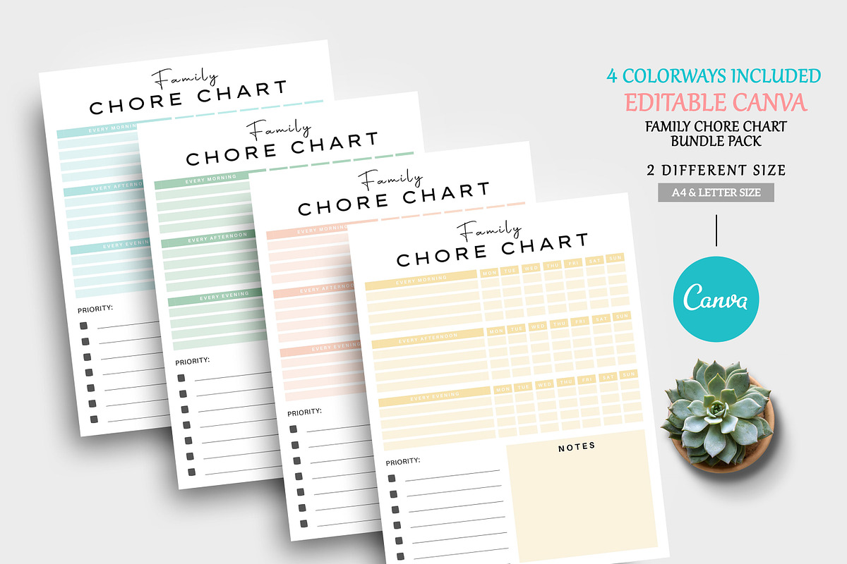 Canva Family Chore Chart Template, a Stationery Template by Ultimate ...