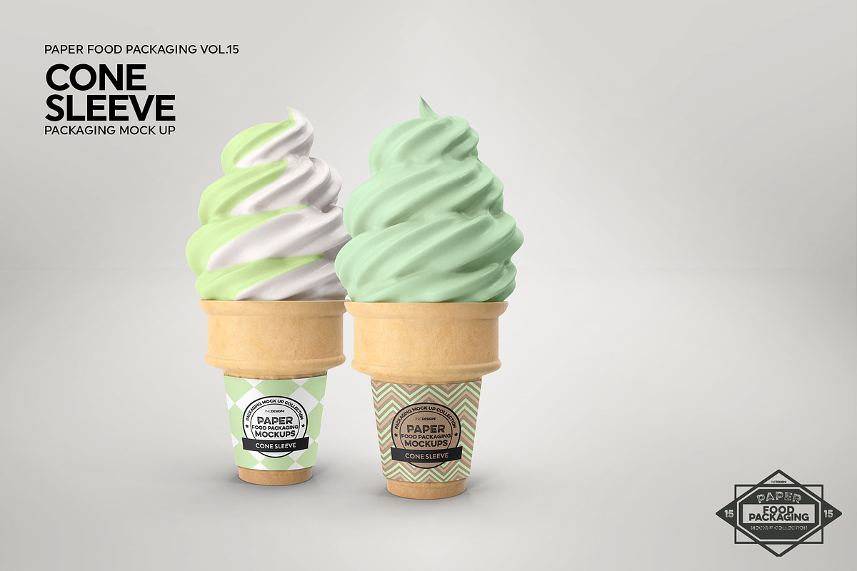 Soft Serve Cone Sleeve Mockup, a Packaging Mockup by INCDesign (Photo 5 of 8)