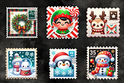 Cute Christmas Stamp & Envelope Set, an Illustration by RobertsArt (Thumbnail 2 of 6)