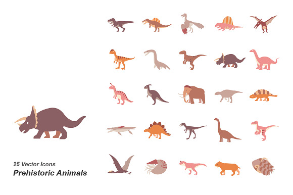 Prehistoric Animals Color Vector