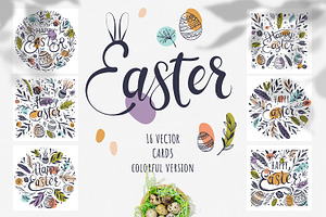 16 Vector Colorful Easter Cards