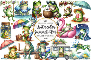 Summer Frog Sublimation Clipart, an Illustration by OK Design