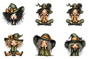 Whimsical Witch Clipart Bundle, a Seasonal Illustration by fashionaddict (Thumbnail 2 of 7)