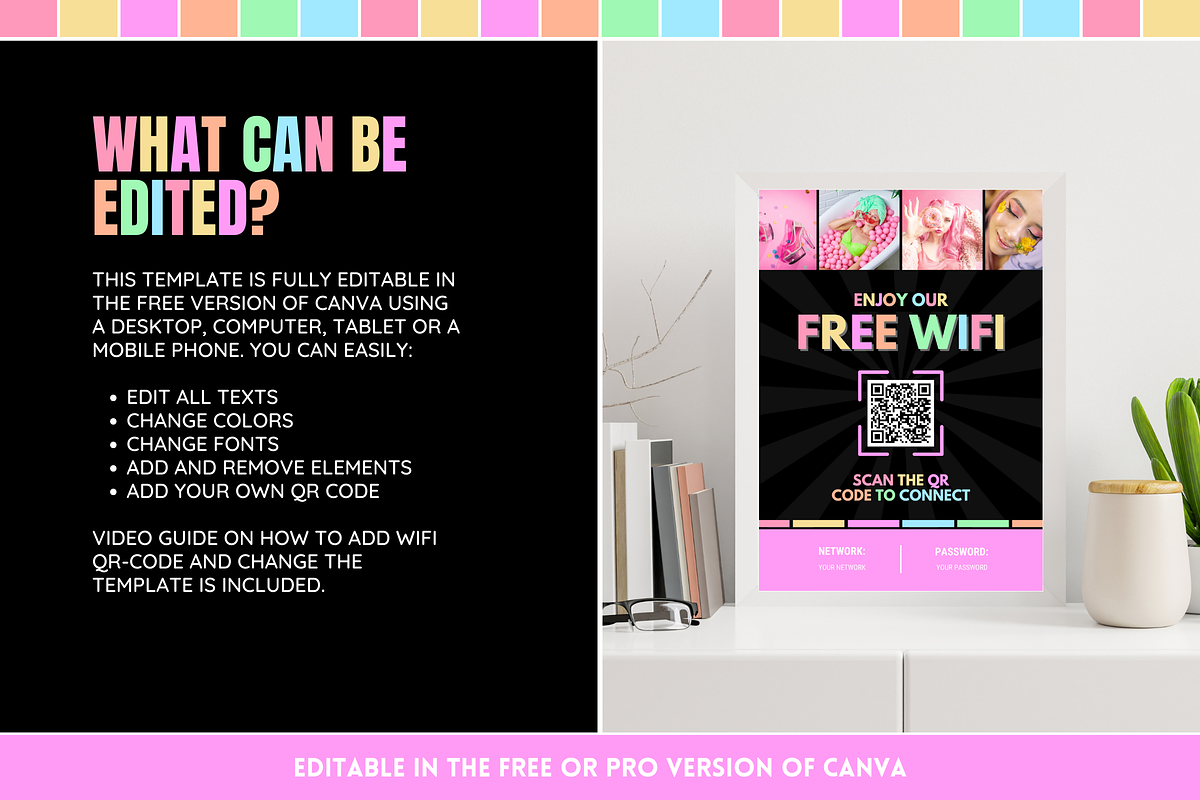 Pastel Neon WiFi QR Code Sign, a Poster Template by SunshineStudioBoutique (Photo 3 of 11)